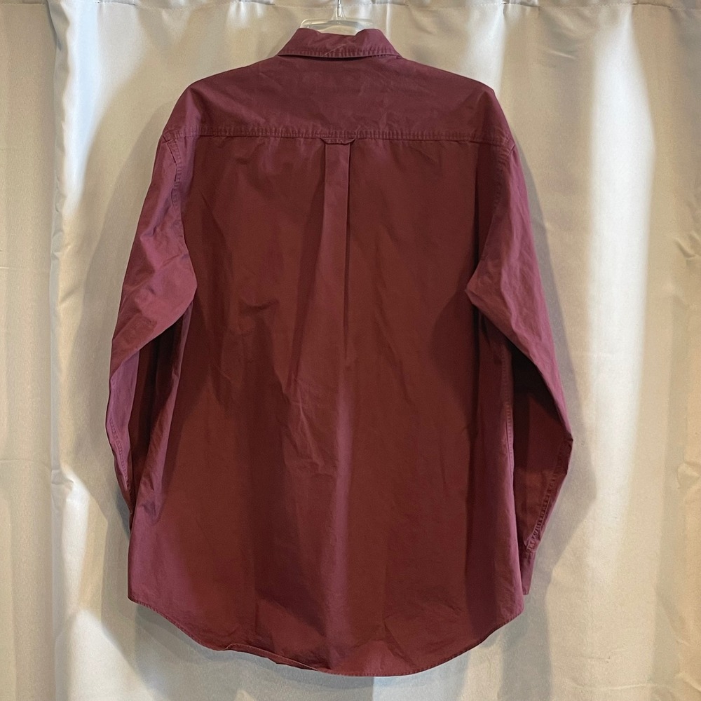 Lord and Taylor Mens Burgundy Cotton Long Sleeve Button Down Crest Shirt Large